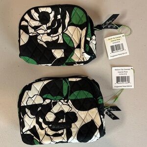 Vera Bradley Small & Medium Imperial Rose Black and Green Cosmetic Bags NEW